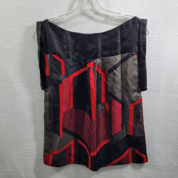Zara Women 100% Silk Black, Gray & Red Top Size S 12223-0540 - Picture 3 of 6